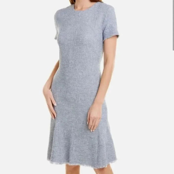J McLaughlin Bree A Line Blue Tweed Dress M - Picture 1 of 7